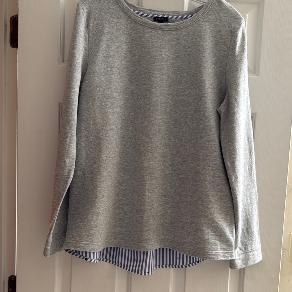 Talbots Gray and Blue Layered Long Sleeve Sweatshirt